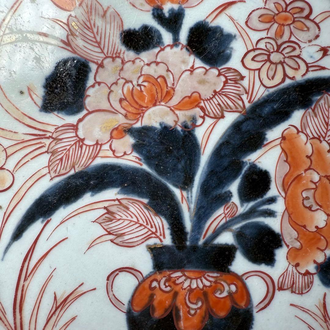 元禄伊万里 古伊万里 色絵菊花瓶文皿 約28cm 古美術 豪商旧蔵