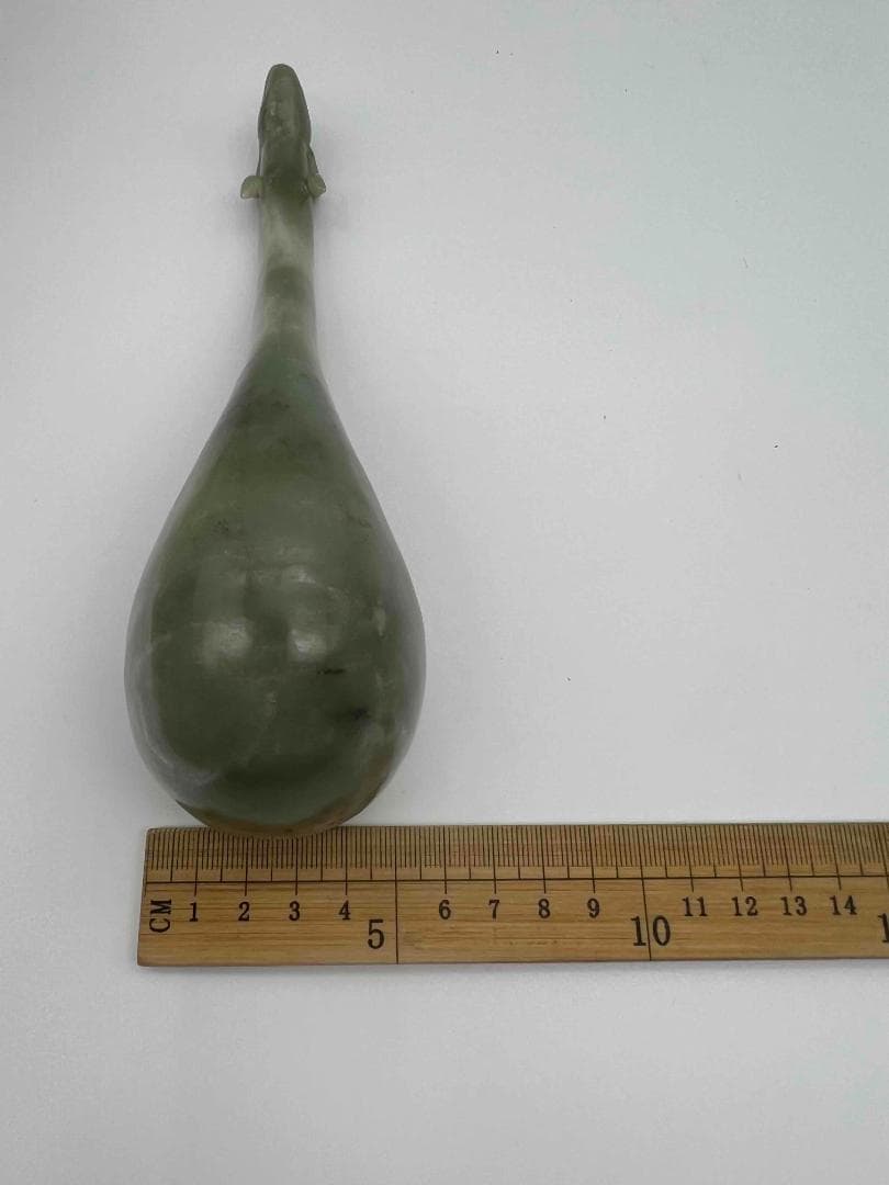 明時代瑞獸彫り玉勺砡 【旧家蔵出し】 希少貴重 高玉質 玉器(D-93)