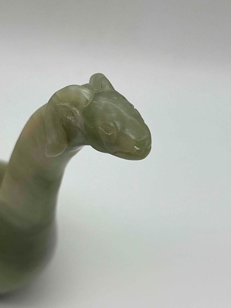 明時代 瑞獸彫り玉勺 砡 【旧家蔵出し】 希少貴重 高玉質 玉器(D-