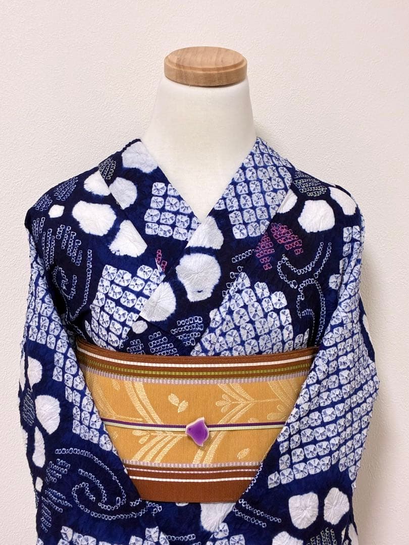 浴衣　有松鳴海絞り　蔓花　裄67cm