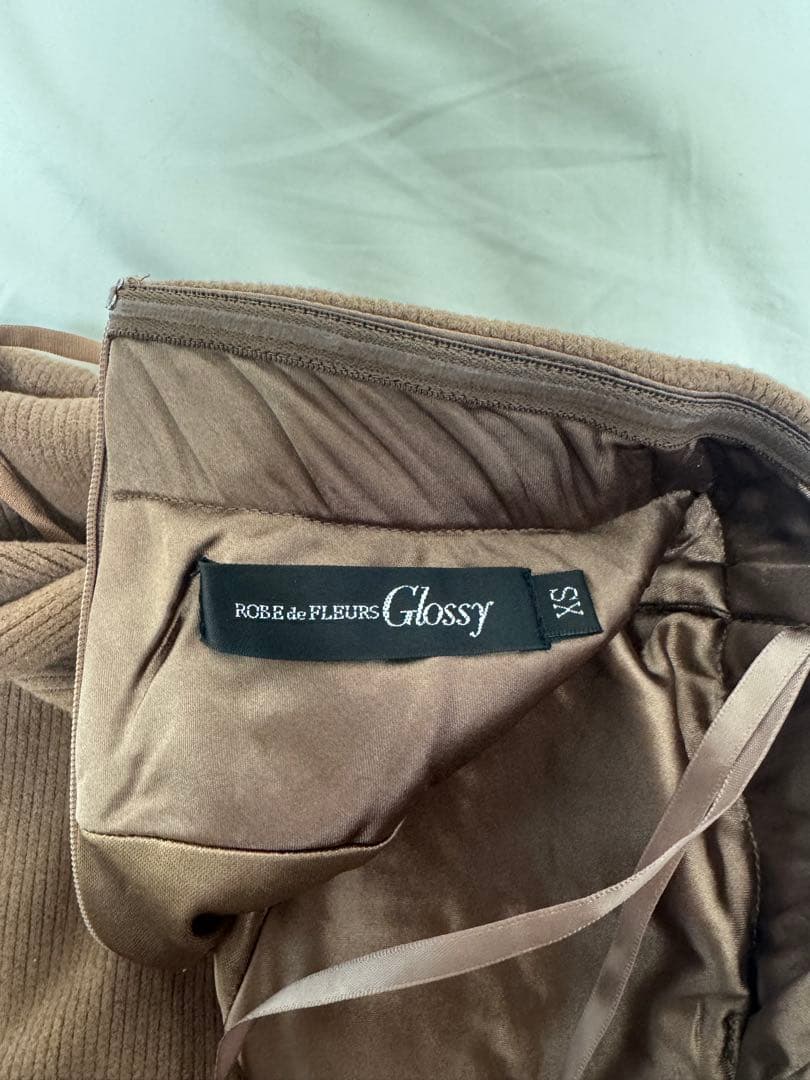 ROBE de FLEURS ブラウンタイトドレス