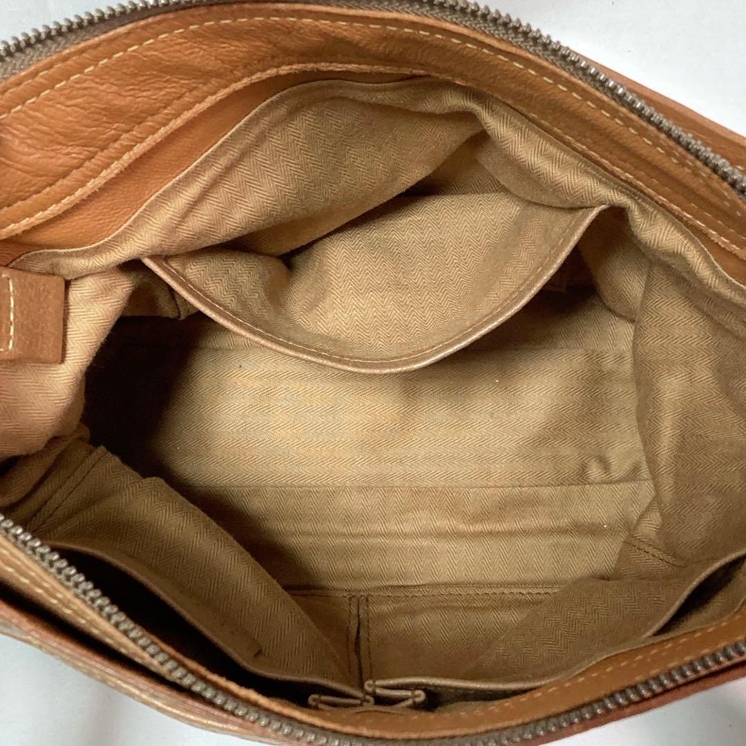 genten ゲンテン タスカ ロゴ ショルダーバッグ レザー グレージュ