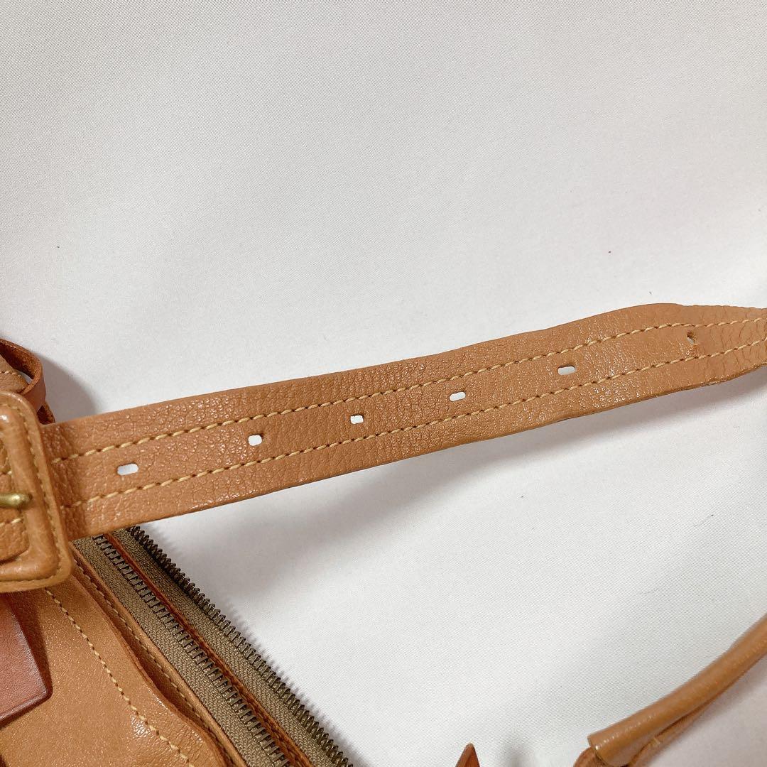 genten ゲンテン タスカ ロゴ ショルダーバッグ レザー グレージュ