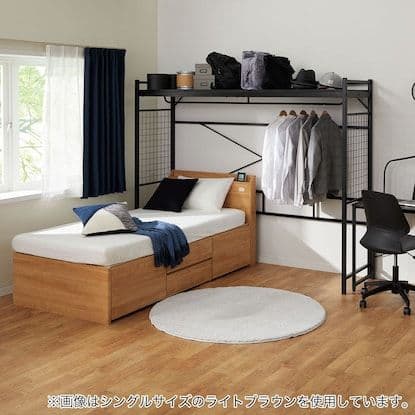 シングル収納付きベッドフレーム ライトブラウン　ジオチェスト