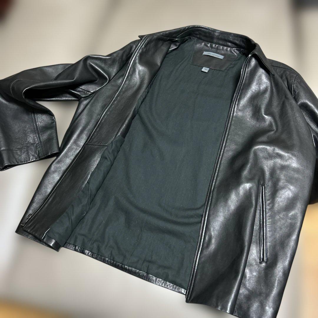 オンワード樫山 john varvatos レザージャケット 黒 ブルゾン 50-直営