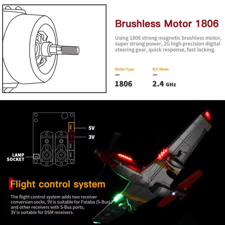 WLtoys XK A280 RC 飛行機 2.4 グラム 4CH P51