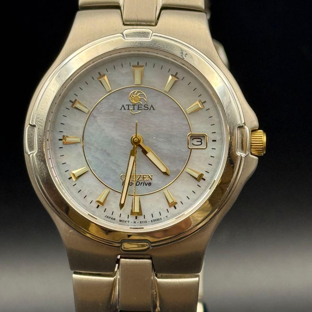 未使用 デッドストックCITIZEN ATTESA シェル文字盤 稼働品 メンズ