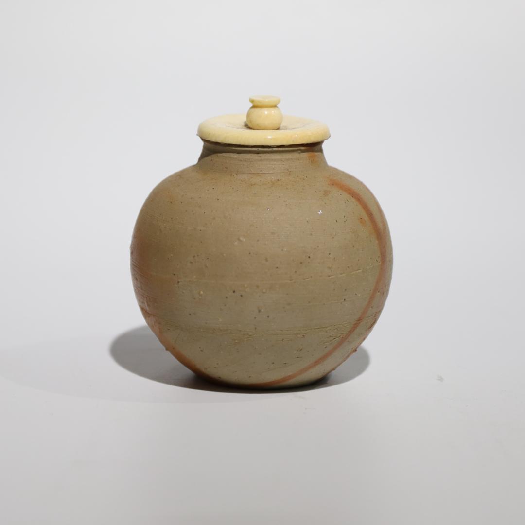 備前焼 文沸茶入 陶峰作 茶道具 时代箱 在銘 時代物 85062397C