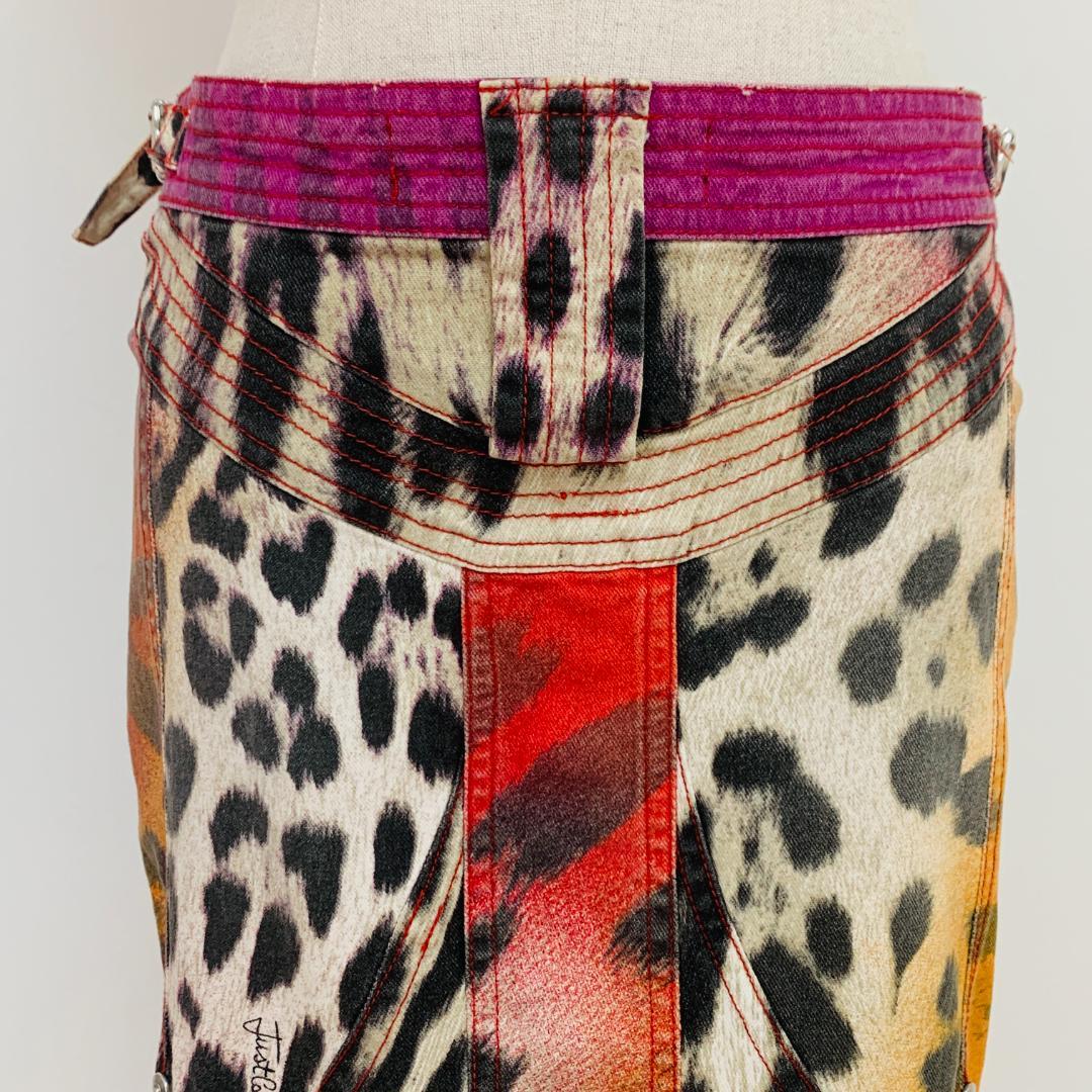 美品 JUST Cavalli レオパード柄 フレア M イタリア製 上品