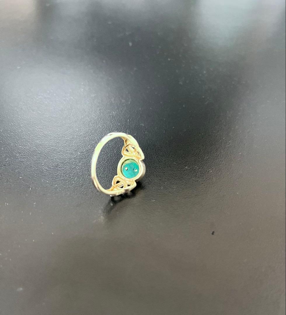 50s Celtic 9K Gold 翡翠 ダイヤモンド リング 18.5号