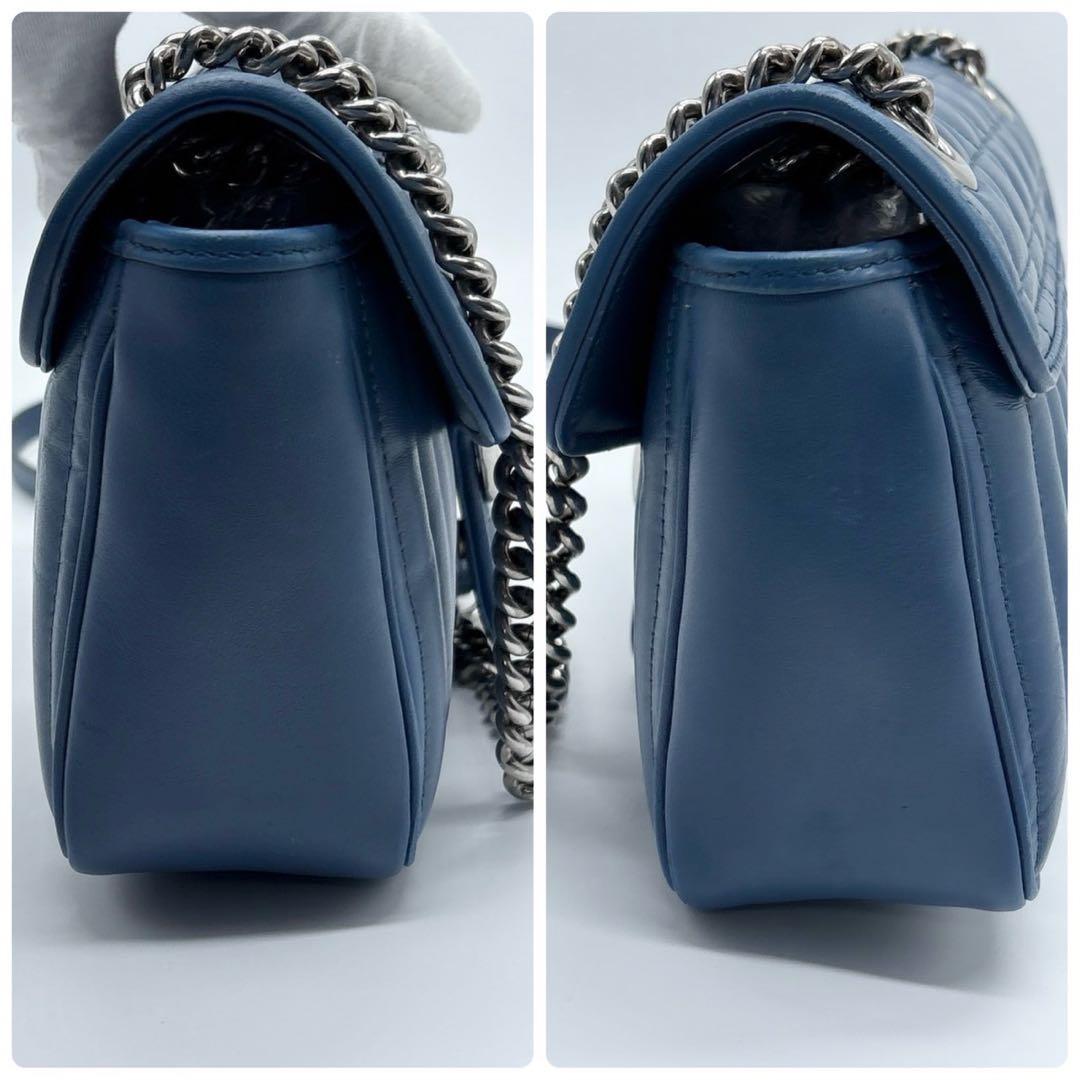 GUCCI グッチ マーモント スモール ショルダーバック ブルー GG