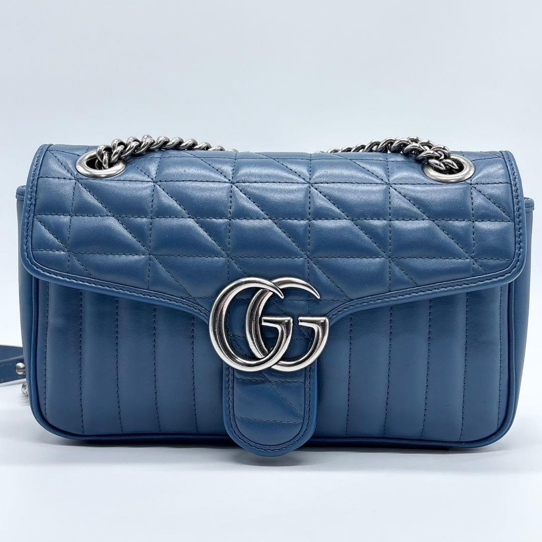 GUCCI グッチ マーモント スモール ショルダーバック ブルー GG