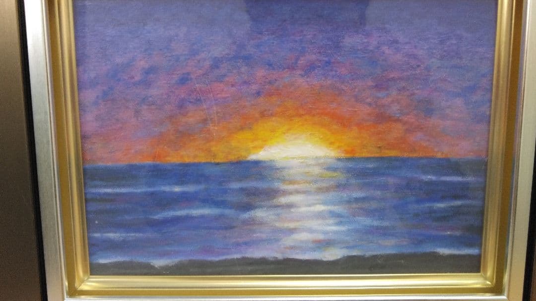 油絵(自作)：ハワイの夕陽　自分が欲しい油絵を描いてます。世界で１枚の油絵です。