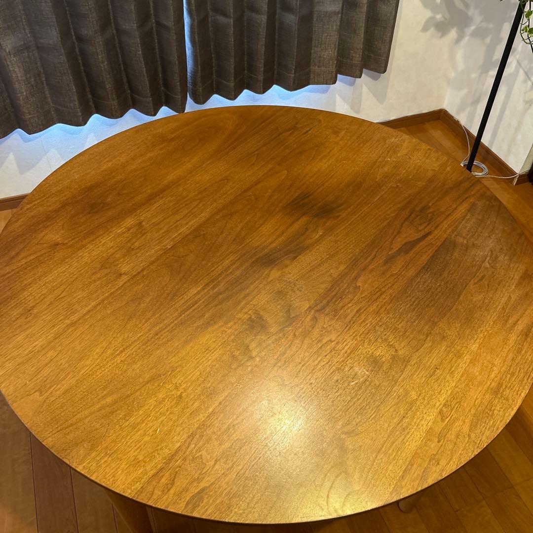 柏木工　円形木製テーブル ブラウン