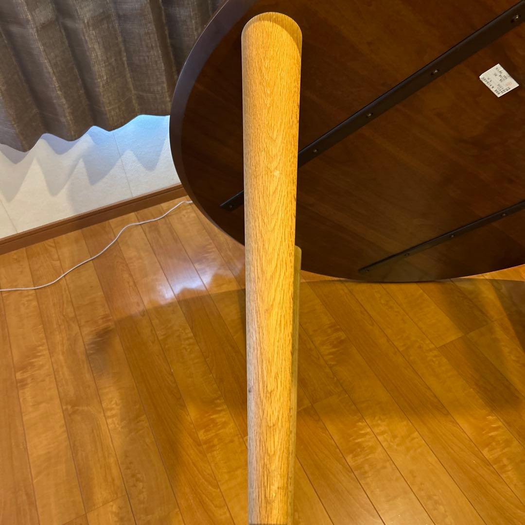 柏木工　円形木製テーブル ブラウン