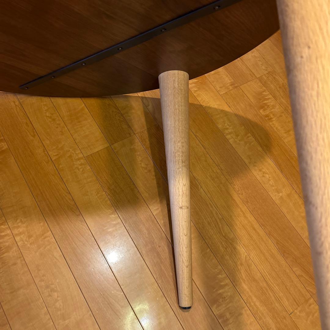 柏木工　円形木製テーブル ブラウン