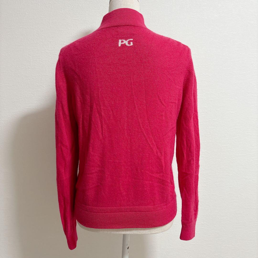 パーリーゲイツ　カシミヤ100% ジップアップニット　ピンク　ロゴ
