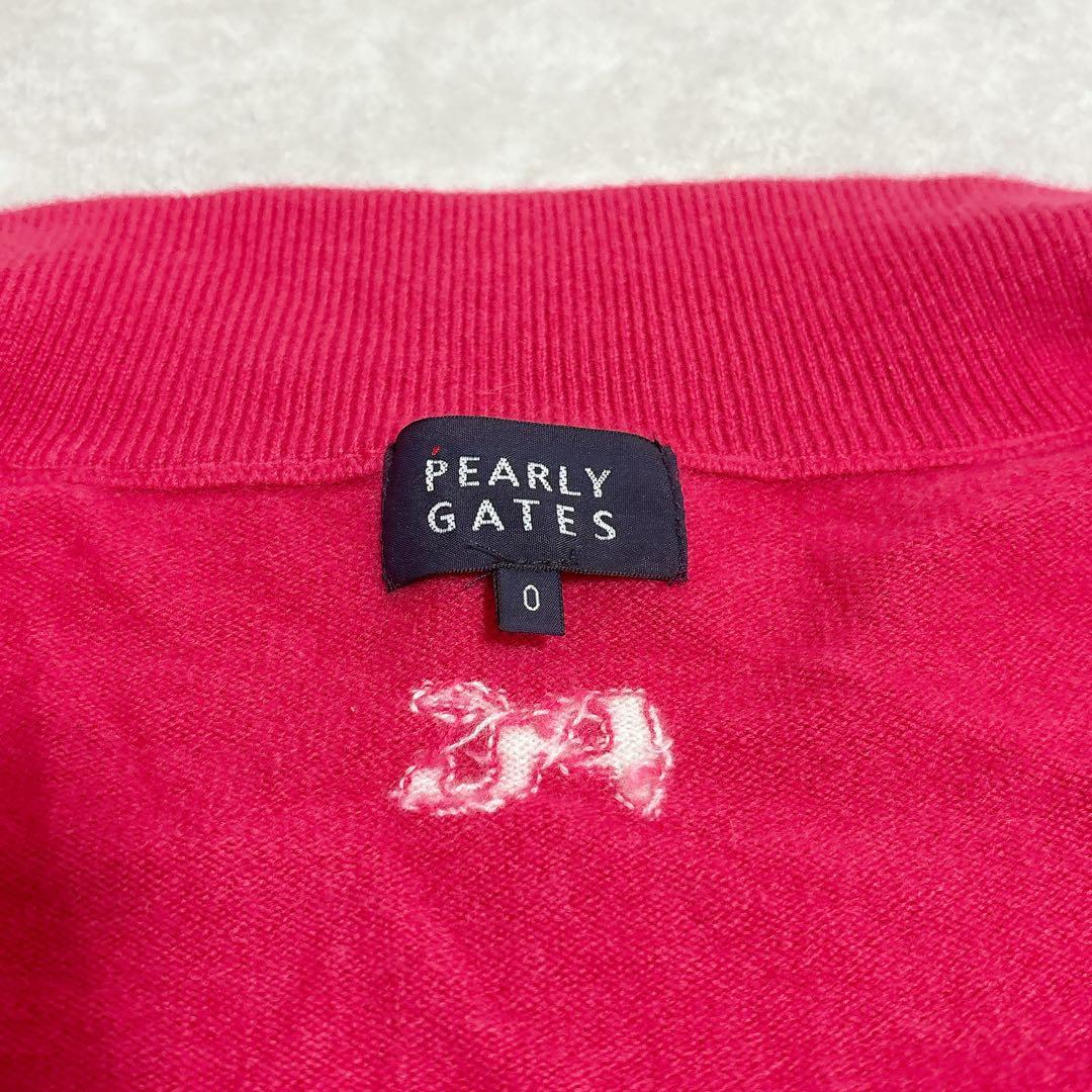 パーリーゲイツ　カシミヤ100% ジップアップニット　ピンク　ロゴ