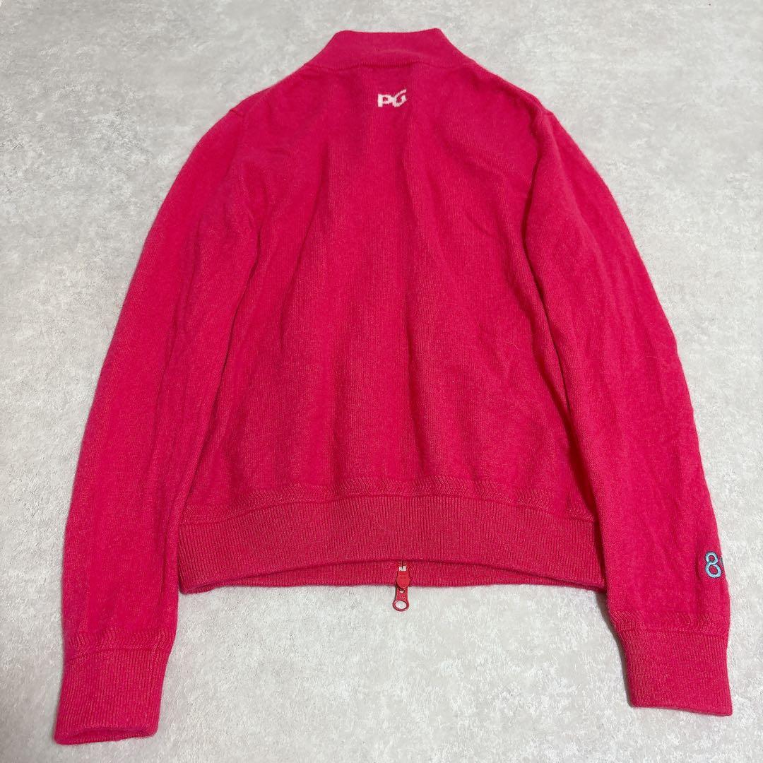 パーリーゲイツ　カシミヤ100% ジップアップニット　ピンク　ロゴ