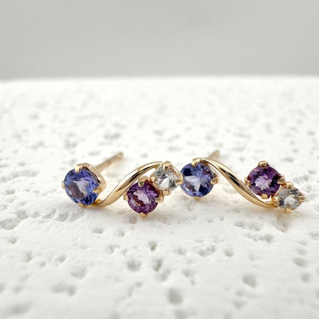 K10YG タンザナイト アメジスト ホワイトトパーズ 天然石 イエローゴールド