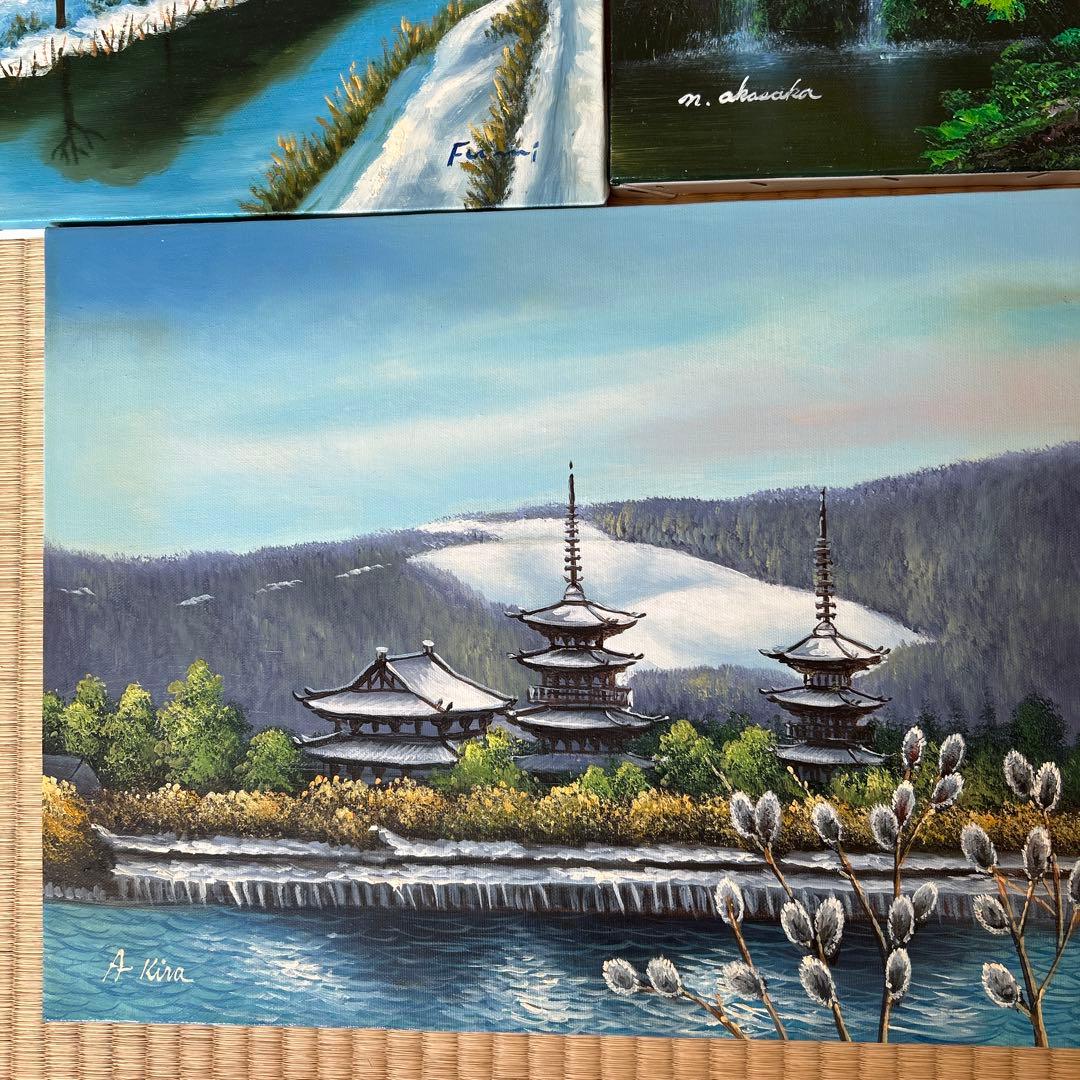 ★明日まで価格★ 6号　四季を彩る12月風景画　専用保存箱と額縁のセット