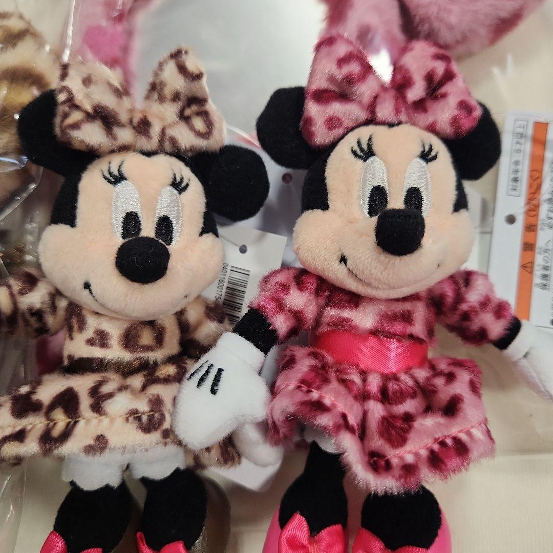 ミニー　ヒョウ柄　ぬいぐるみチャーム　ピンク　ベージュ　ミラー　ポーチ　4点