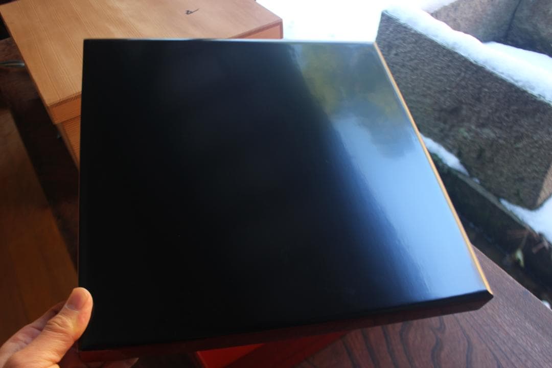 専用！！端正な隅不切デザインに極上朱漆の映える四方折敷5点（検京塗懐石道具