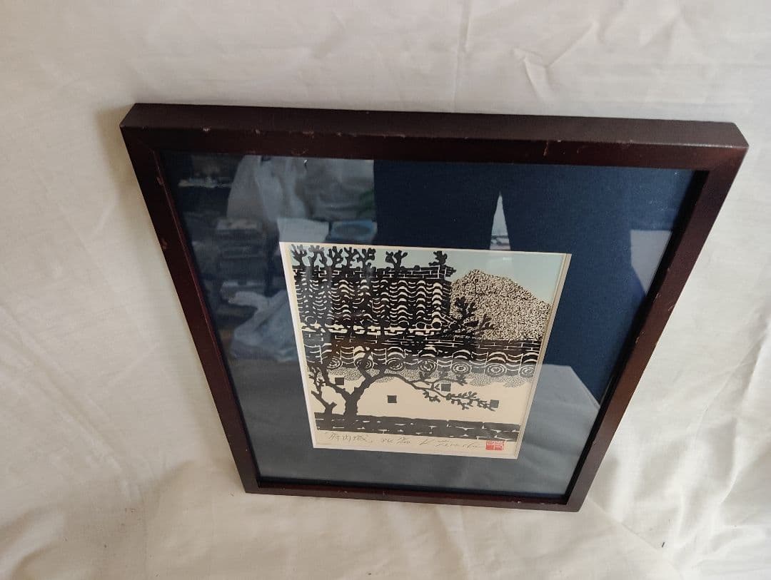 K. Terashima 木版画 「府内城」フレーム付き - メルカリ