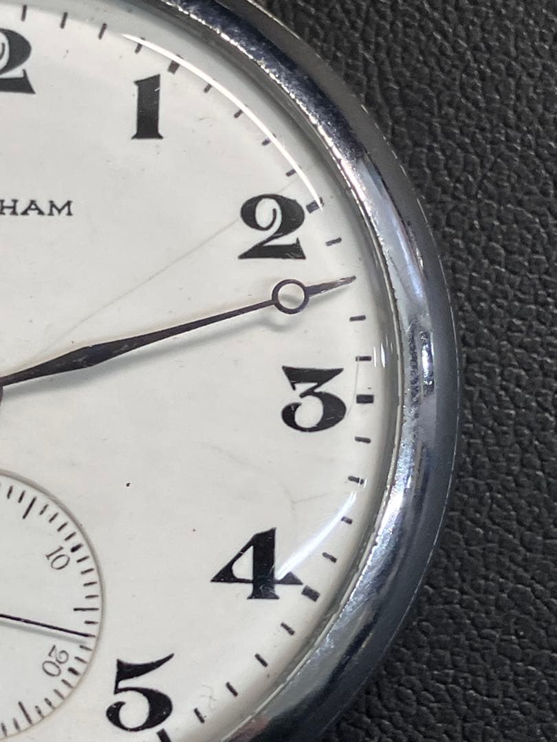 ①【WALTHAM/ウォルサム】手巻懐中時計 ホワイト文字盤 スモセコ※稼働品