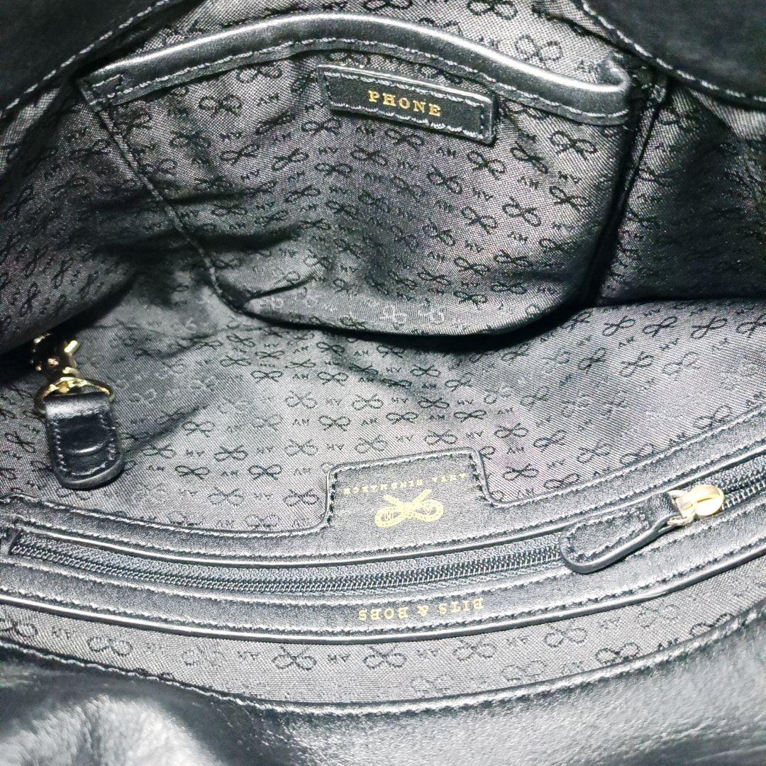 美品 アニヤハインドマーチ 斜めがけ可 ショルダーバッグ レザー　ブラック