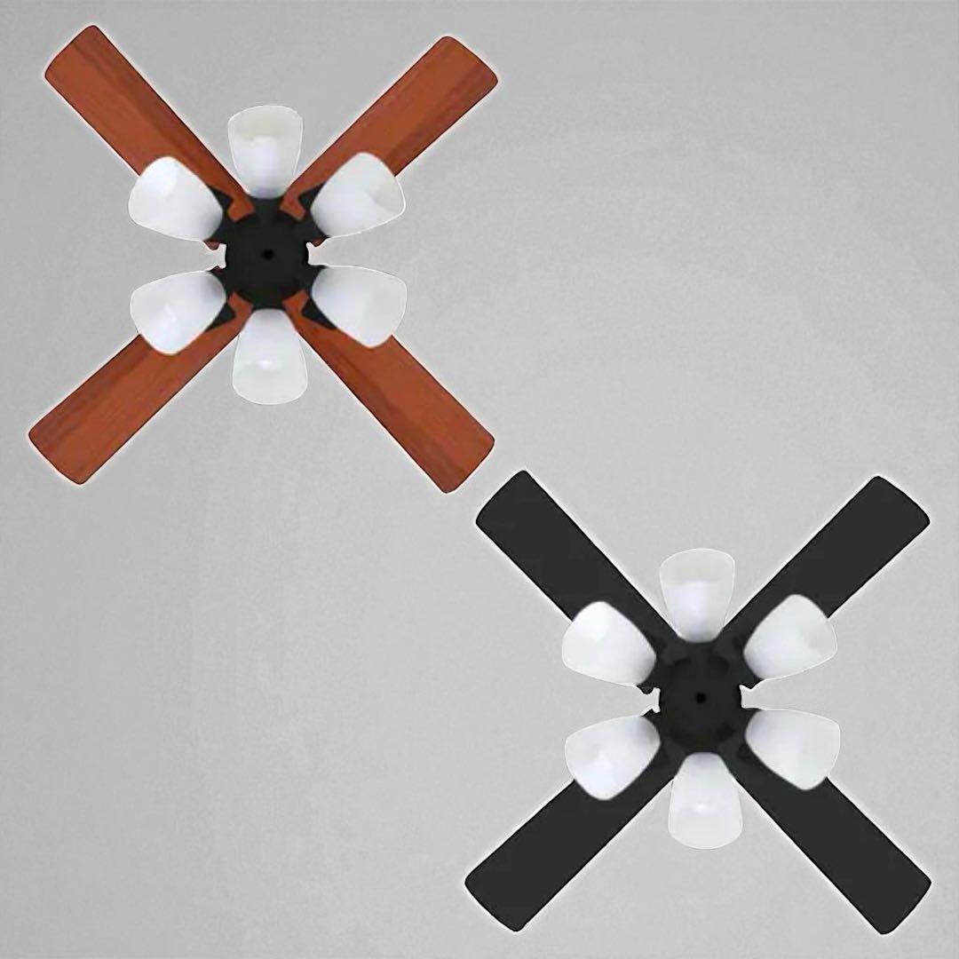 F1963【未開封】 LOWYA 照明器具　ラスボルタ 6灯 LEDシーリングファンライト（6灯：ホワイト+ナチュラル/ブラック+