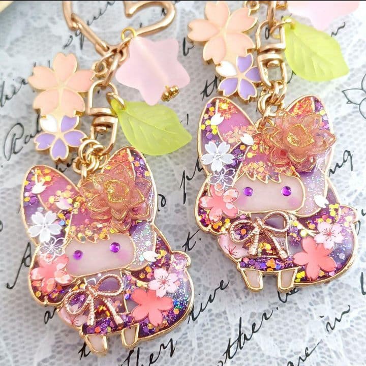 ☆雪傘と白雪キツネ☆　他レジンキーホルダー計7点