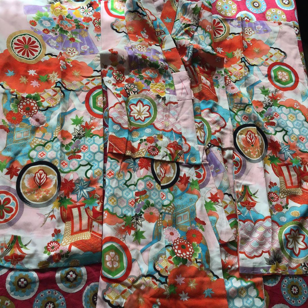 アンティーク 女の子 子供着物 NO18 アンティーク ちりめん 女の子