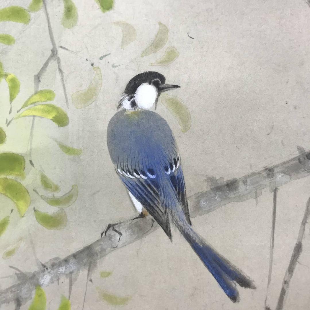 【真作】森本修吉/ザクロに小禽図/西山翠峰師事/掛軸/名家伝来/AC-322