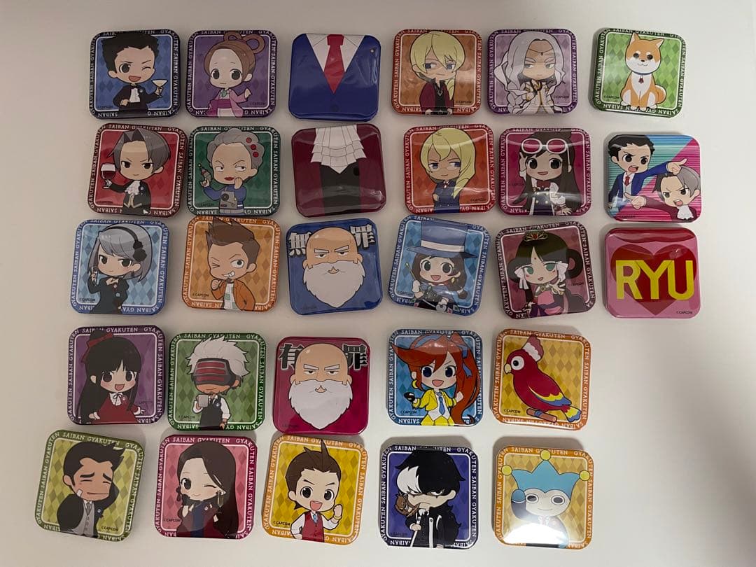 逆転裁判 15周年 スクエア 缶バッジ 28種コンプリートセットカプコン