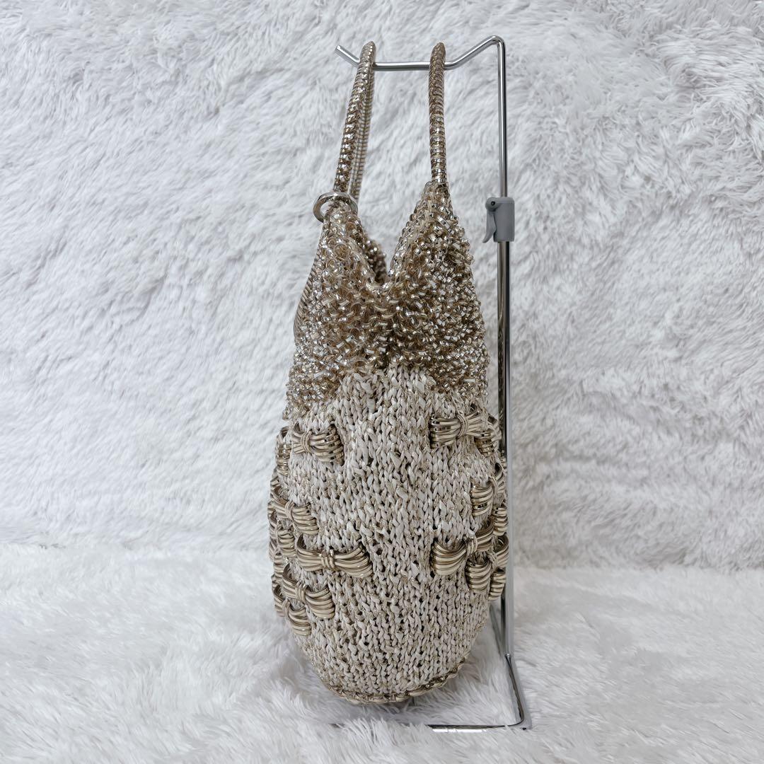 【美品】アンテプリマ ラフィアアマーノ ワイヤーバッグ リボン バイカラー