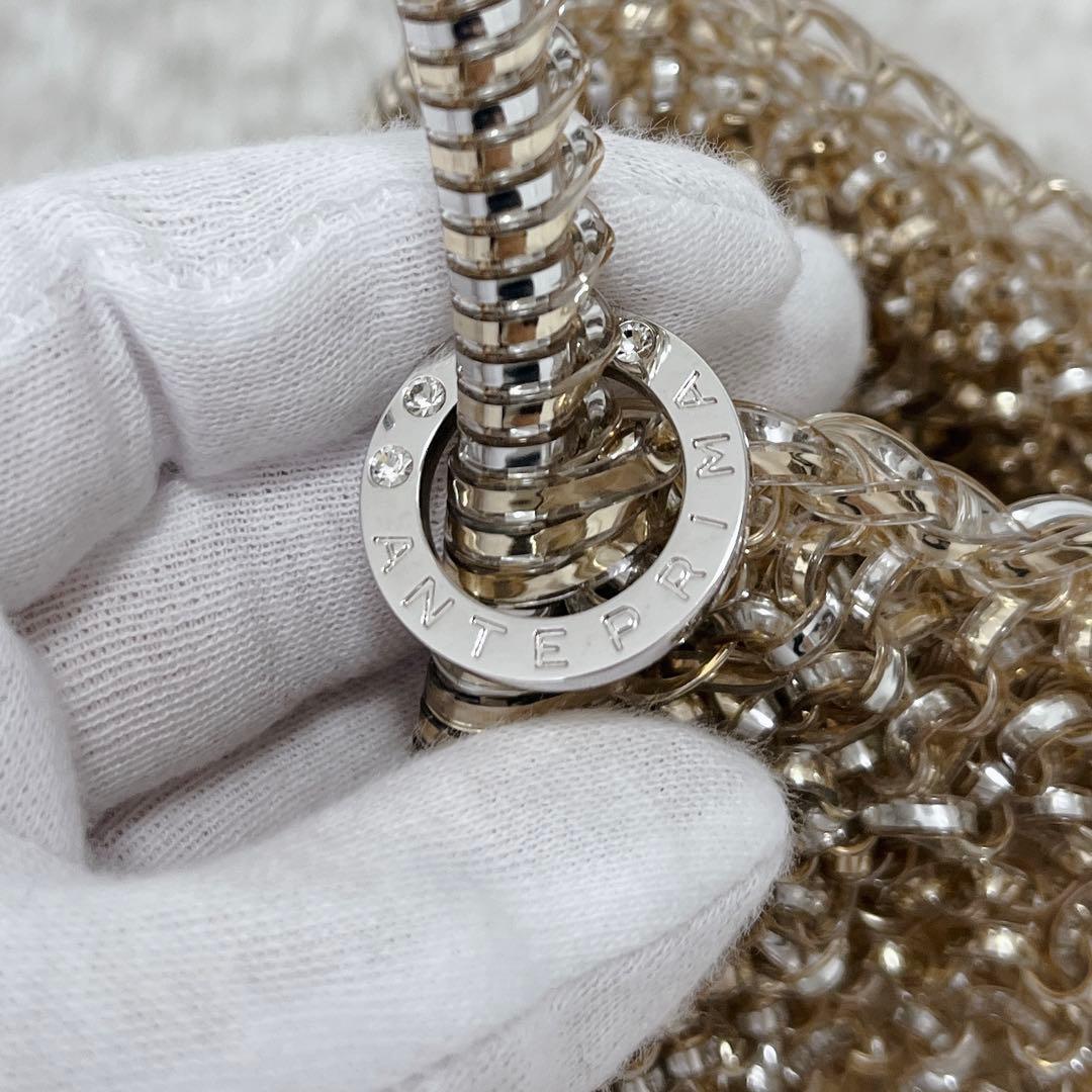 【美品】アンテプリマ ラフィアアマーノ ワイヤーバッグ リボン バイカラー