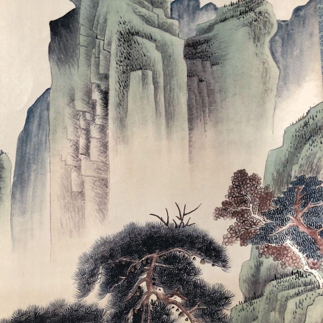 三尺 中堂 掛け軸 張大千 松林奇秀 山水画 中国画 水墨 山水風景