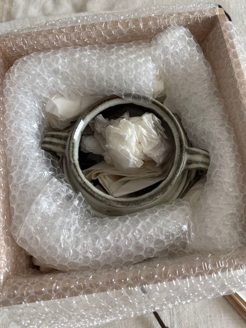 お値下げ　柴田雅章　丹波雅章　花瓶　糠釉紋押耳付壺　民芸