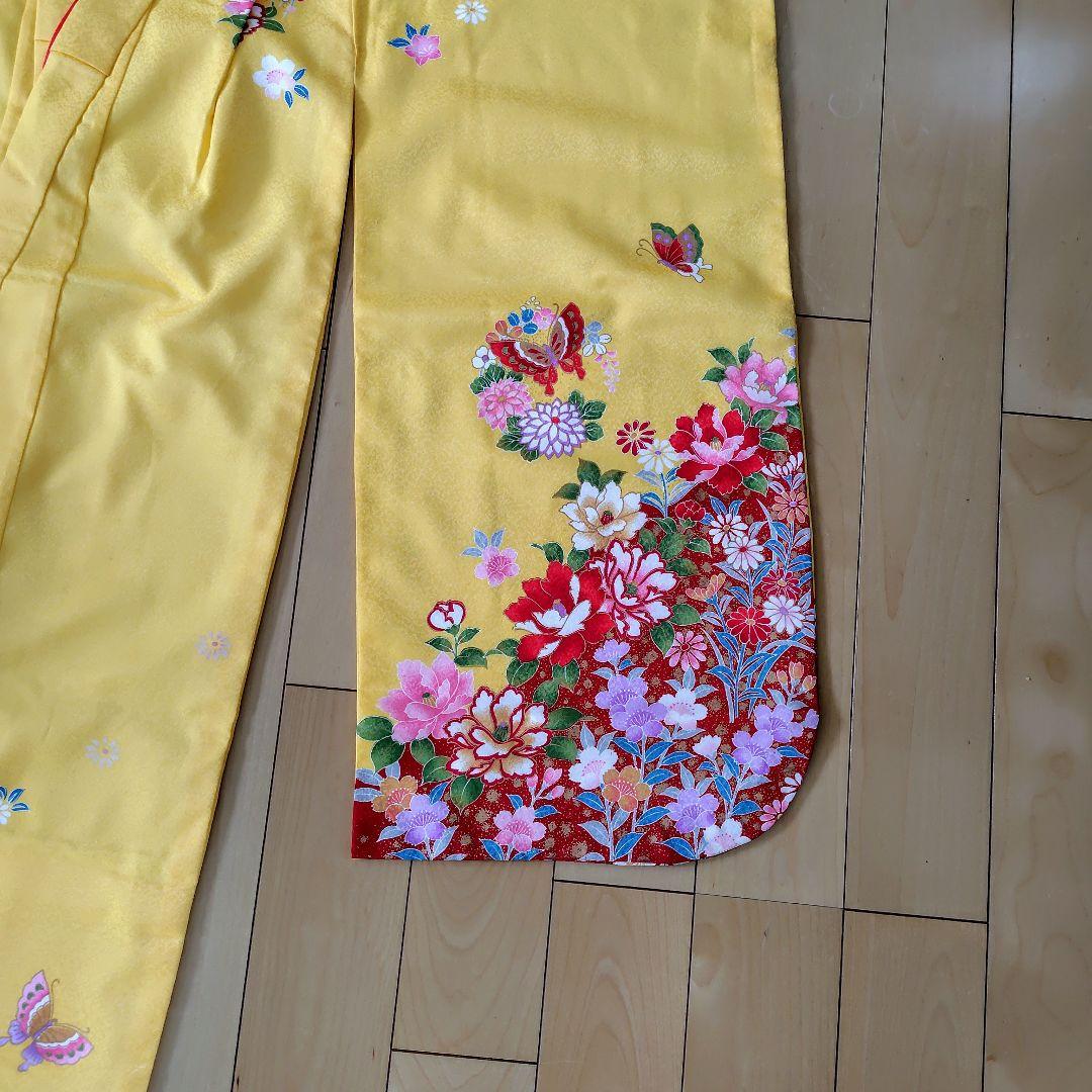 七五三用 （7歳）花柄着物セット（黄色）