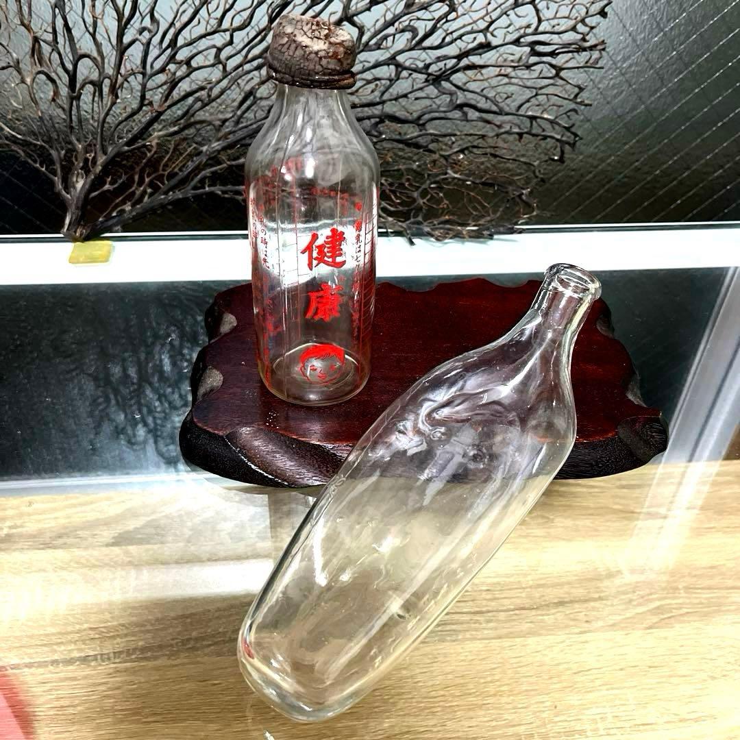 骨董 レトロガラス 希少 健康 赤ちゃん鮮明プリント 哺乳瓶 パッキン