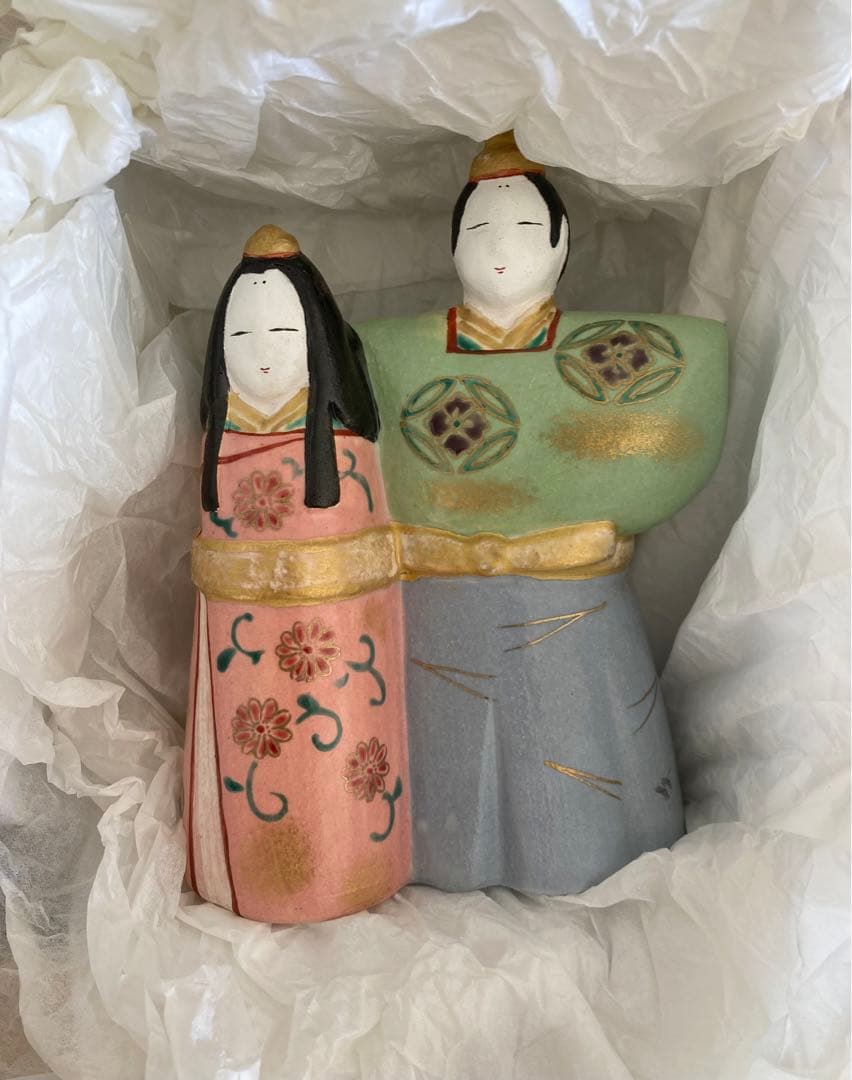 京都・楽焼　みやび雛　敷板・屏風付 吉村楽入