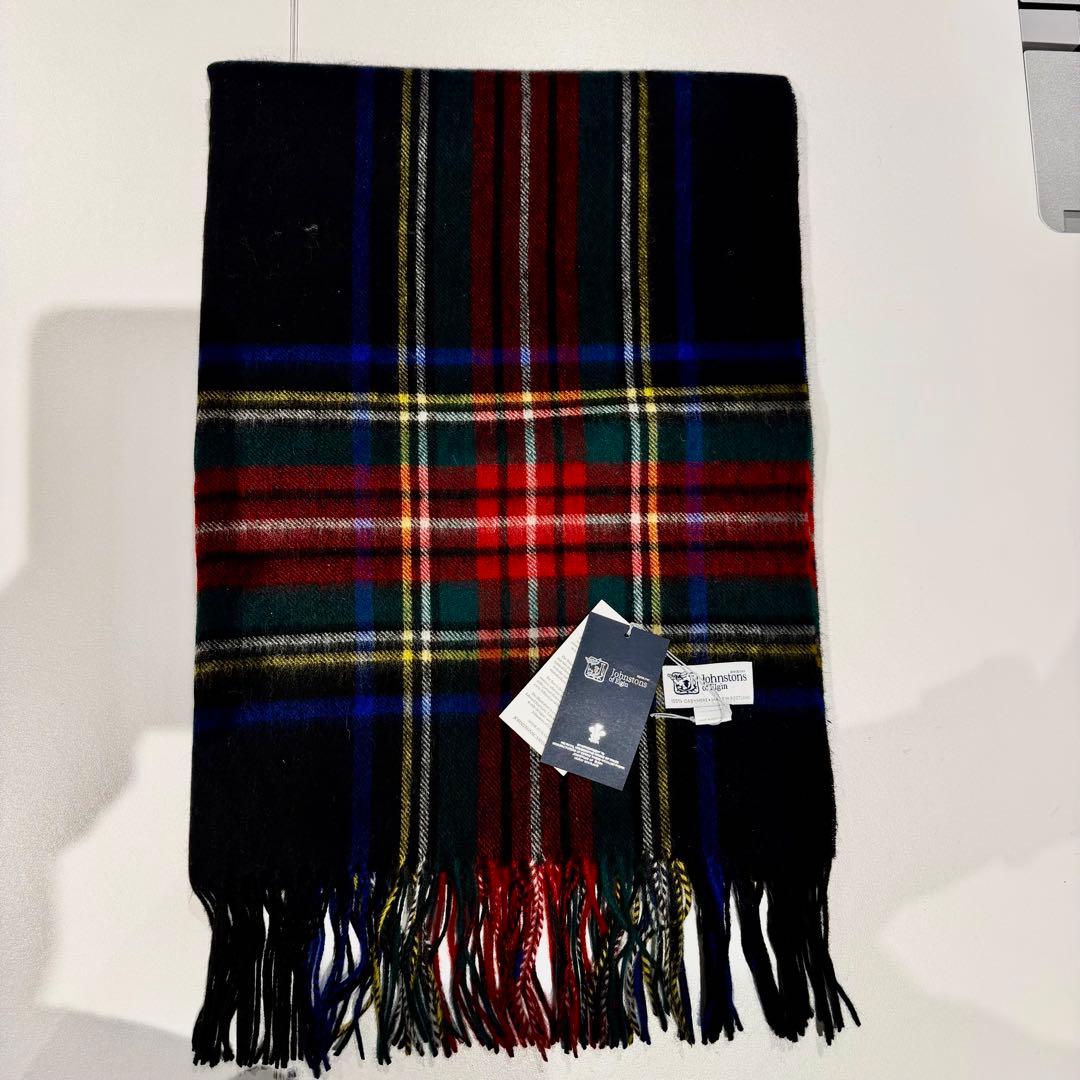 ジョンストンズ カシミア 大判ストール マフラー ブラックスチュワート