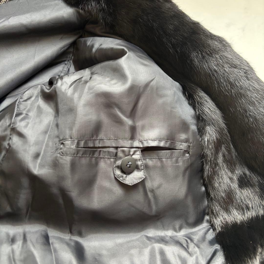 【本毛皮】希少なメンズ毛皮コート サイズ XLダブル 黒 リアルファー