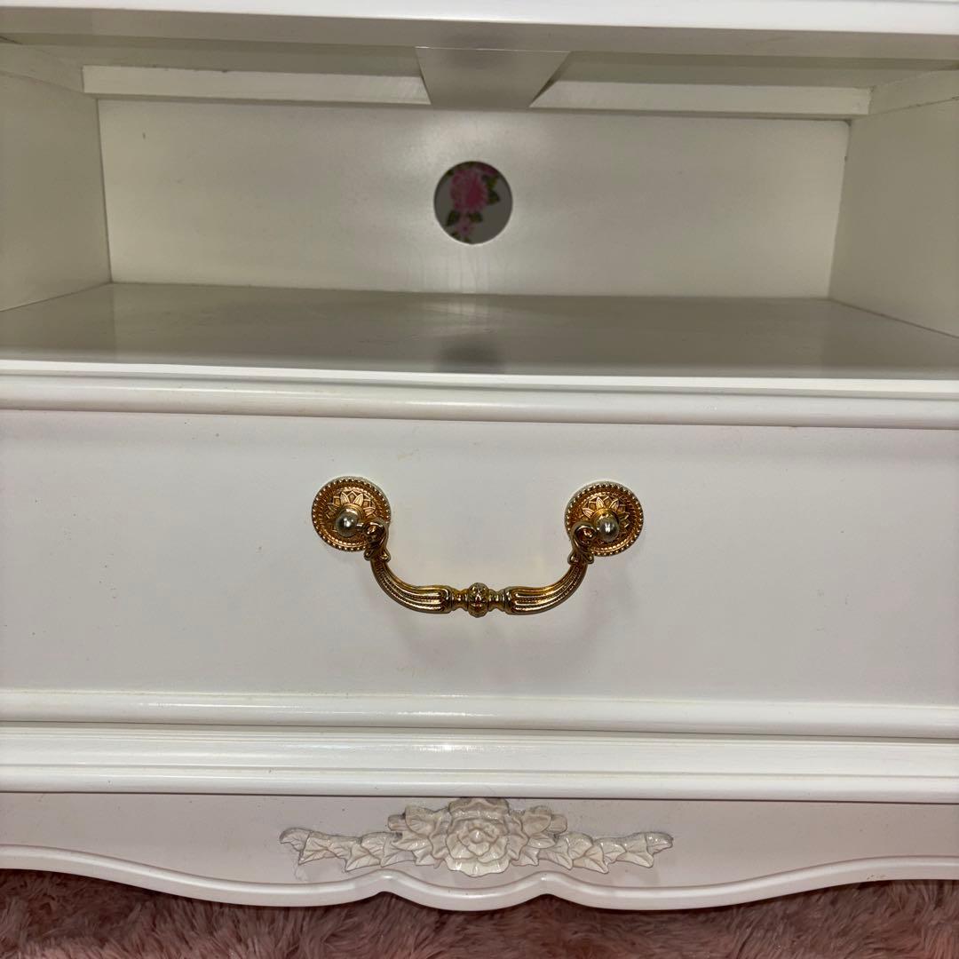 ロココ調 猫脚テレビ台 ホワイト コンパクトサイズ