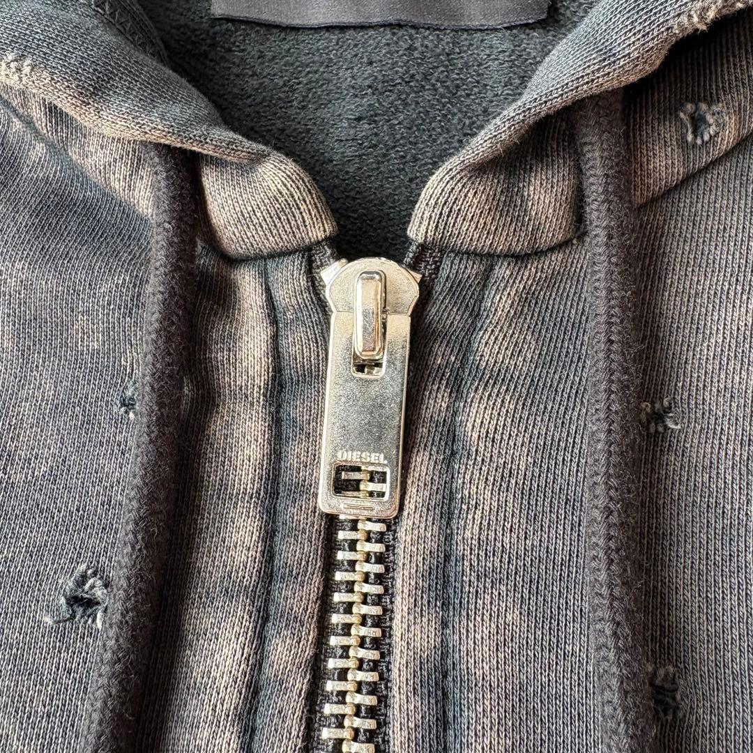 DIESEL Destroy Zip up Hoodie ダメージ パーカー L