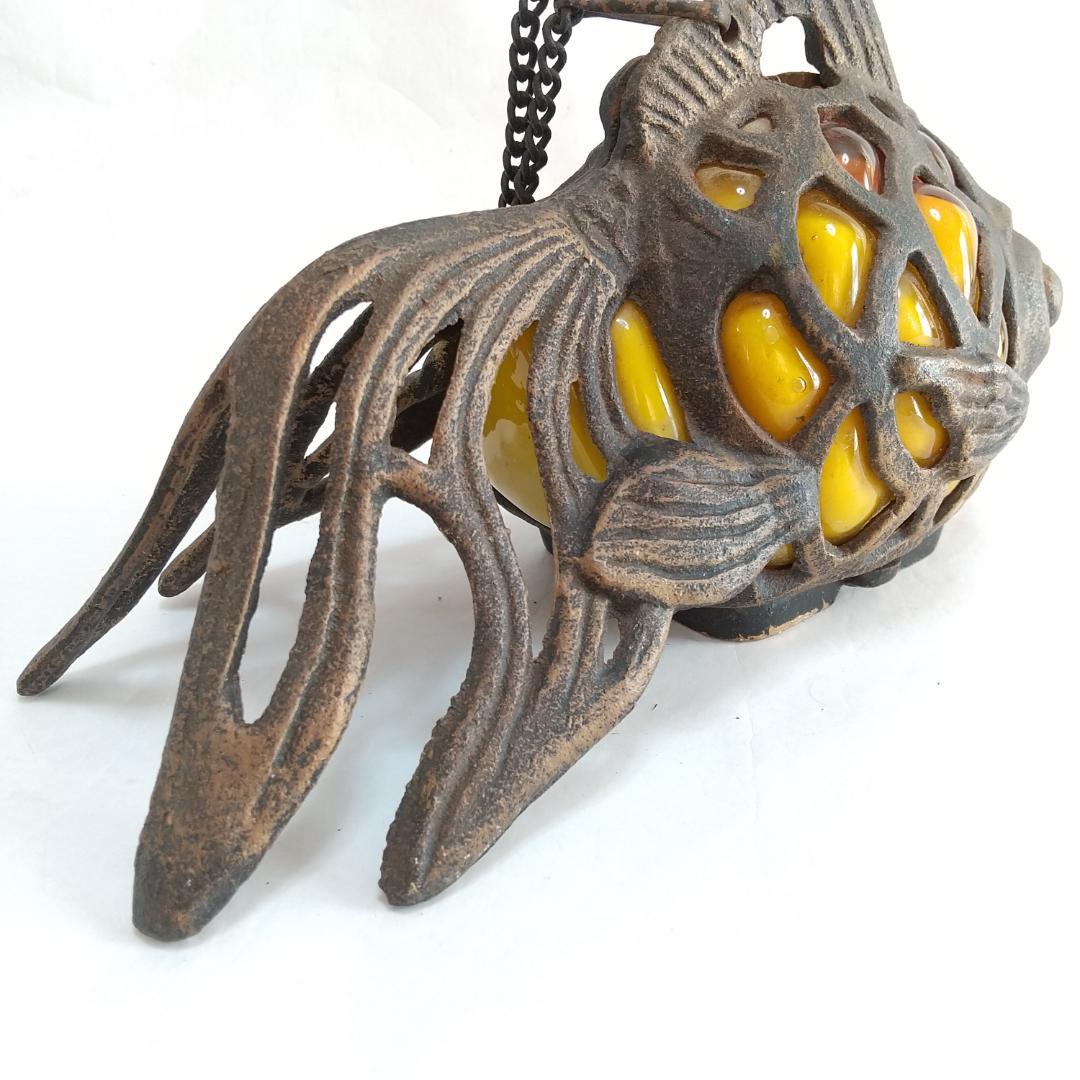 ☆金魚 ガラス付き吊灯篭／レトロ照明 高さ13cm×長さ25cm【送料無料