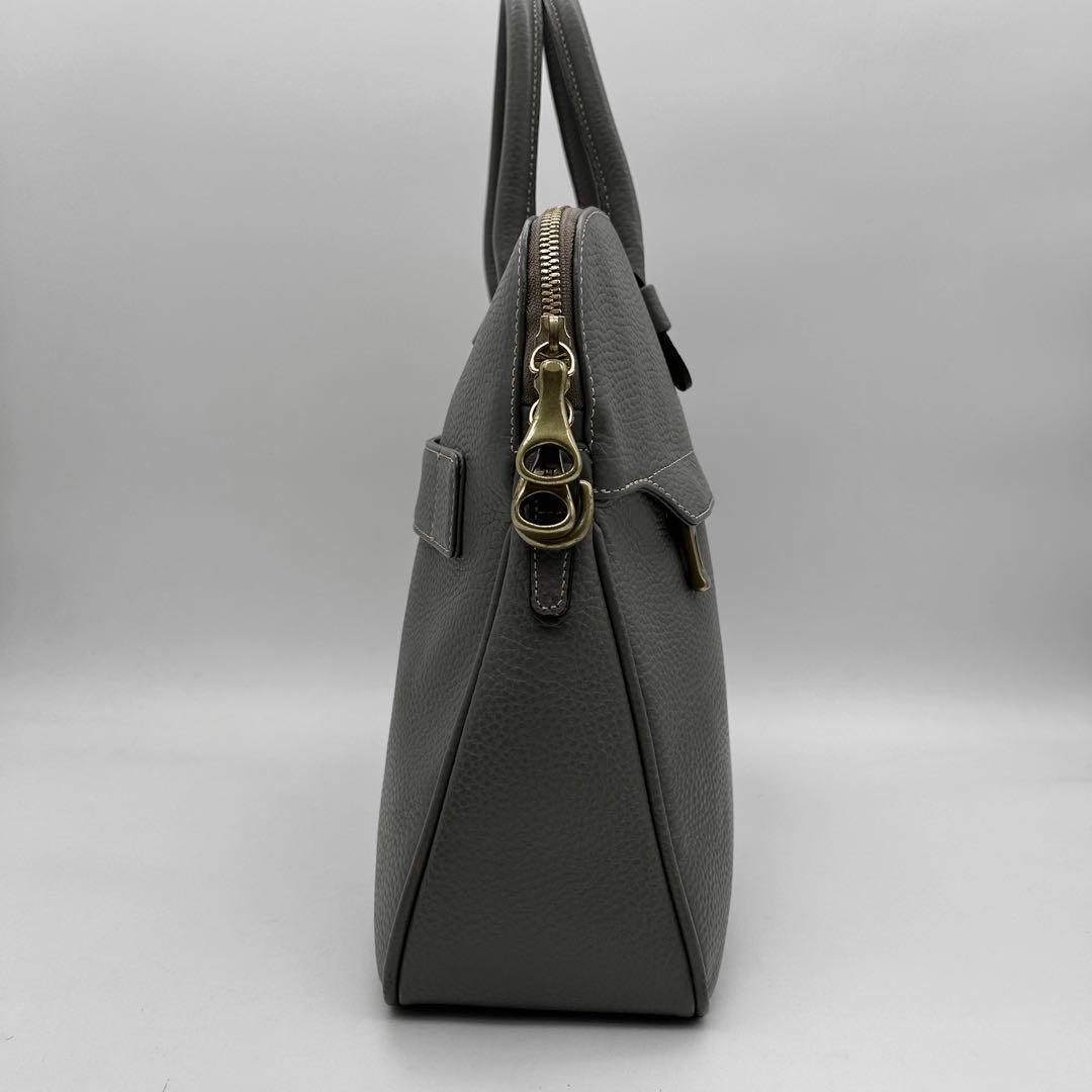 美品　トフアンドロードストーン　ビジネスバッグ　2way　グレー　レザー　A4◎