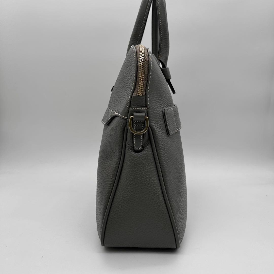 美品　トフアンドロードストーン　ビジネスバッグ　2way　グレー　レザー　A4◎