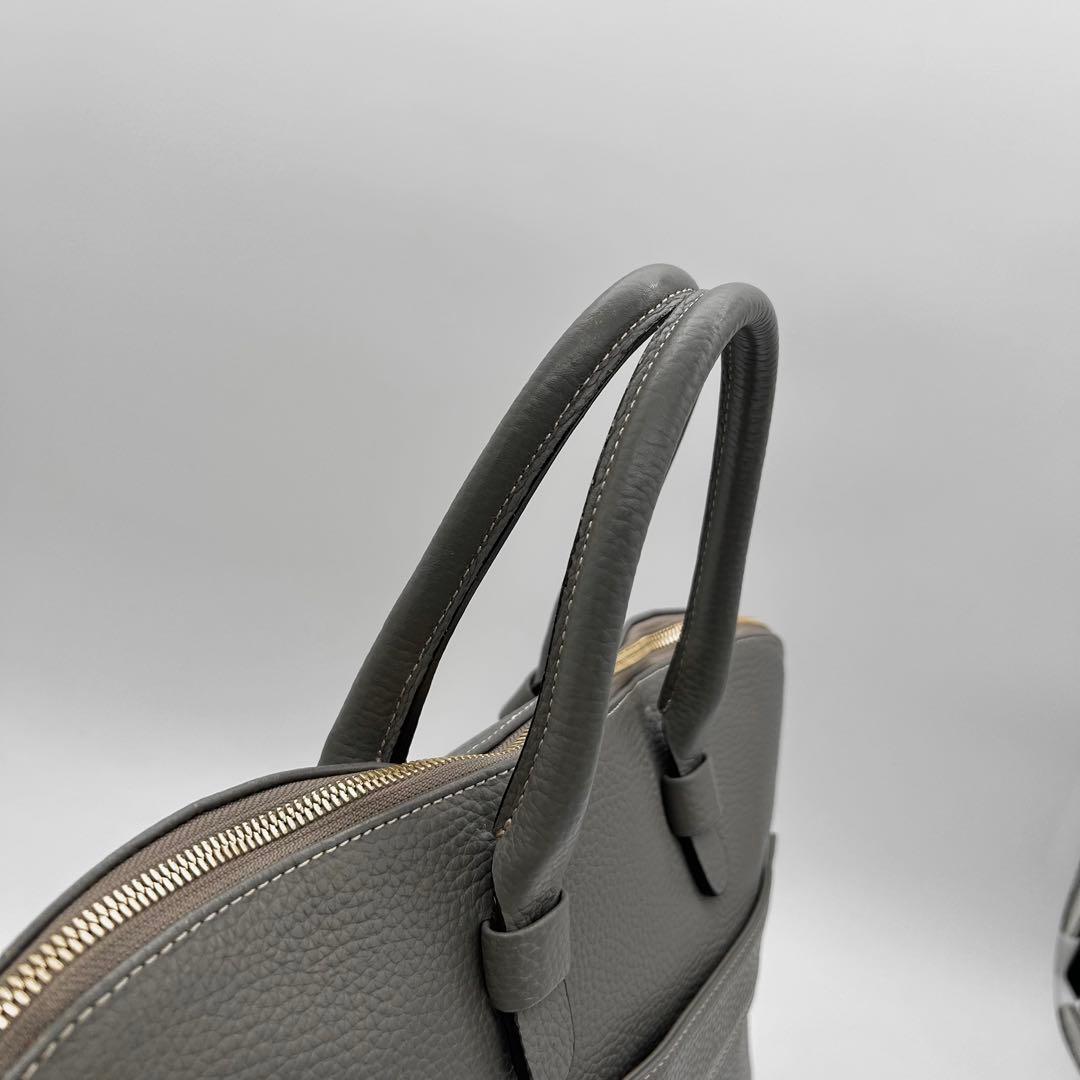 美品　トフアンドロードストーン　ビジネスバッグ　2way　グレー　レザー　A4◎